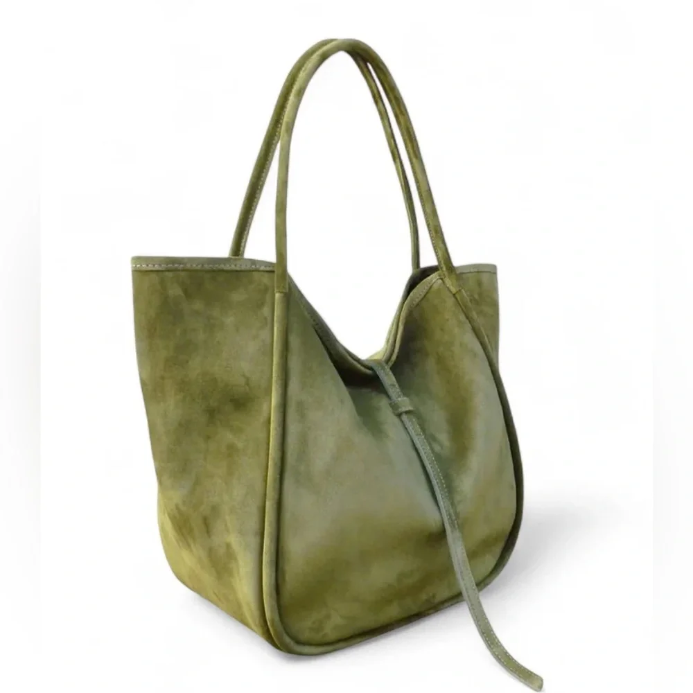 NWT Oliveve ELLIS HOBO TOTE IN AVOCADO ITALIAN‎ LEATHER BACKED SUEDE